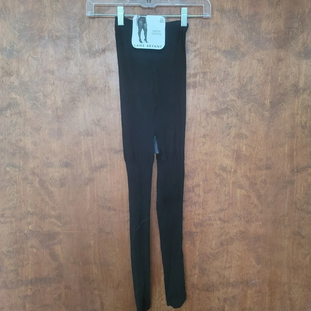 Lane Bryant black control top tights size C/D denier 50 sheer nylons plus